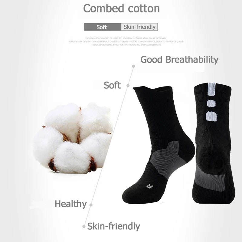 Men High Quality Thickened Sports Socks Sweat Absorbing Breathable Warm Medium Basketball Socks cushioning Shock Absorbing Socks