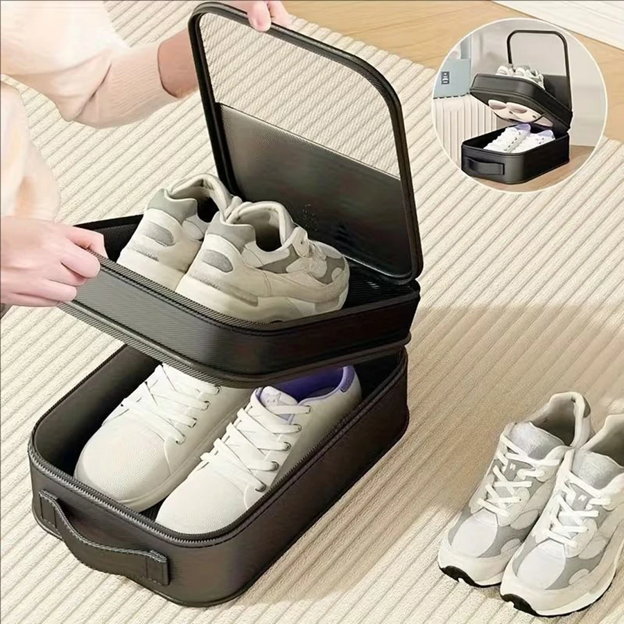 1pc Portable Large Capacity Shoe Bag, Suitable for Travel - Can Hold 3 Pairs of Shoes, Durable Dustproof Breathable Storage Box