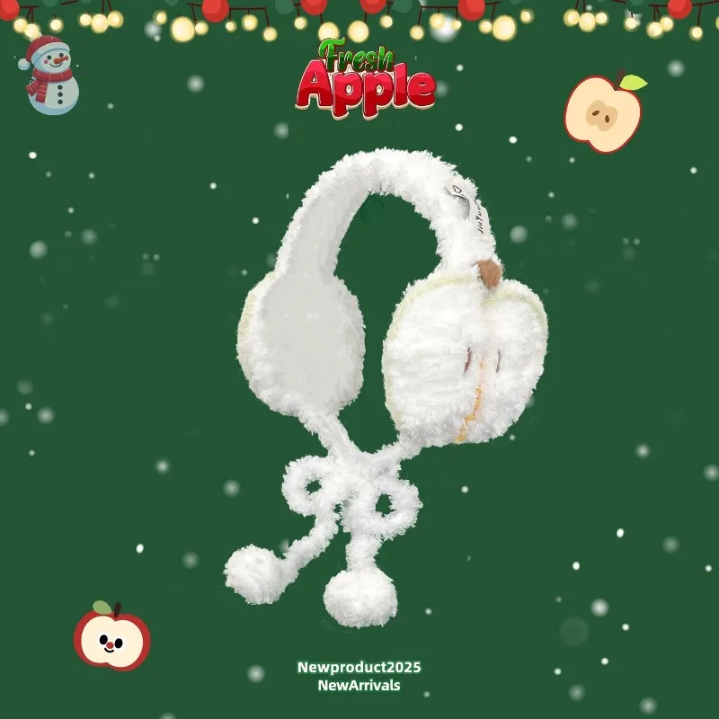 لطيف التفاح شكل تصميم أفخم غطاء للأذنين للنساء الخريف والشتاء جو السفر الدافئة تنوعا شخصية الأشرطة سماعات الأذن #2