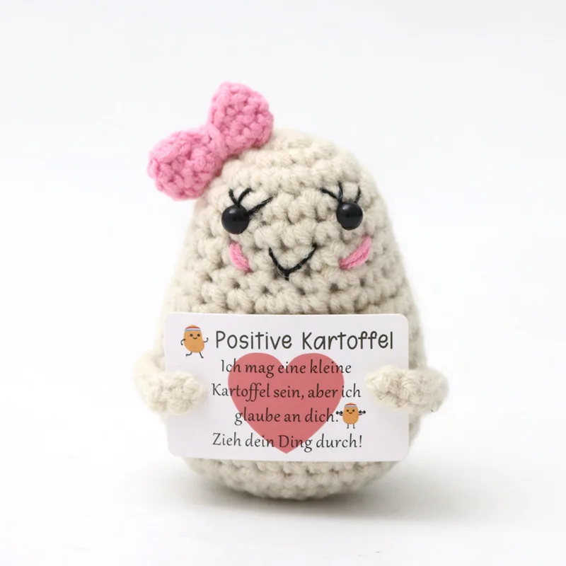Handmade Ornament Fun Crochet Potato Shy Emotional Supplies Crochet Support Cards Desktop Knitted Gifts Home Decoration