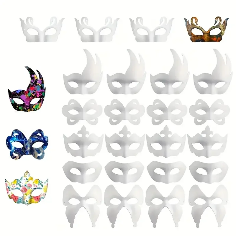 

12/24 шт. бумажные маски для пар своими руками: пустые маски с росписью животных для ролевых игр, карнавальный декор - 6 стилей, фантазийная маска