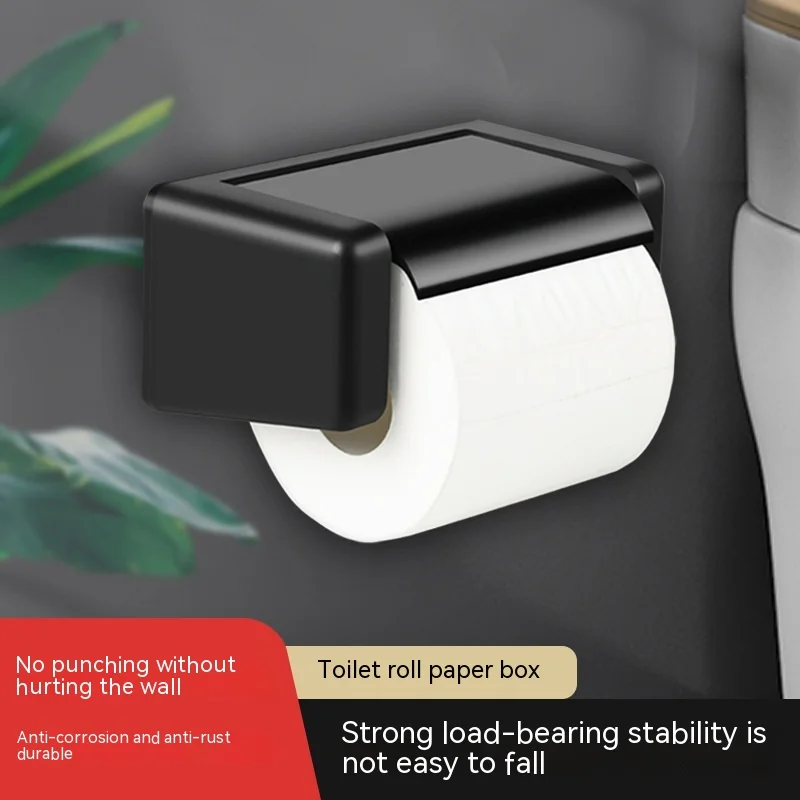 New Anti Moisture Abs Paper Holder with A Wall Sticker Waterproof and Moisture-Proof Tissue Box for Hotel Restrooms