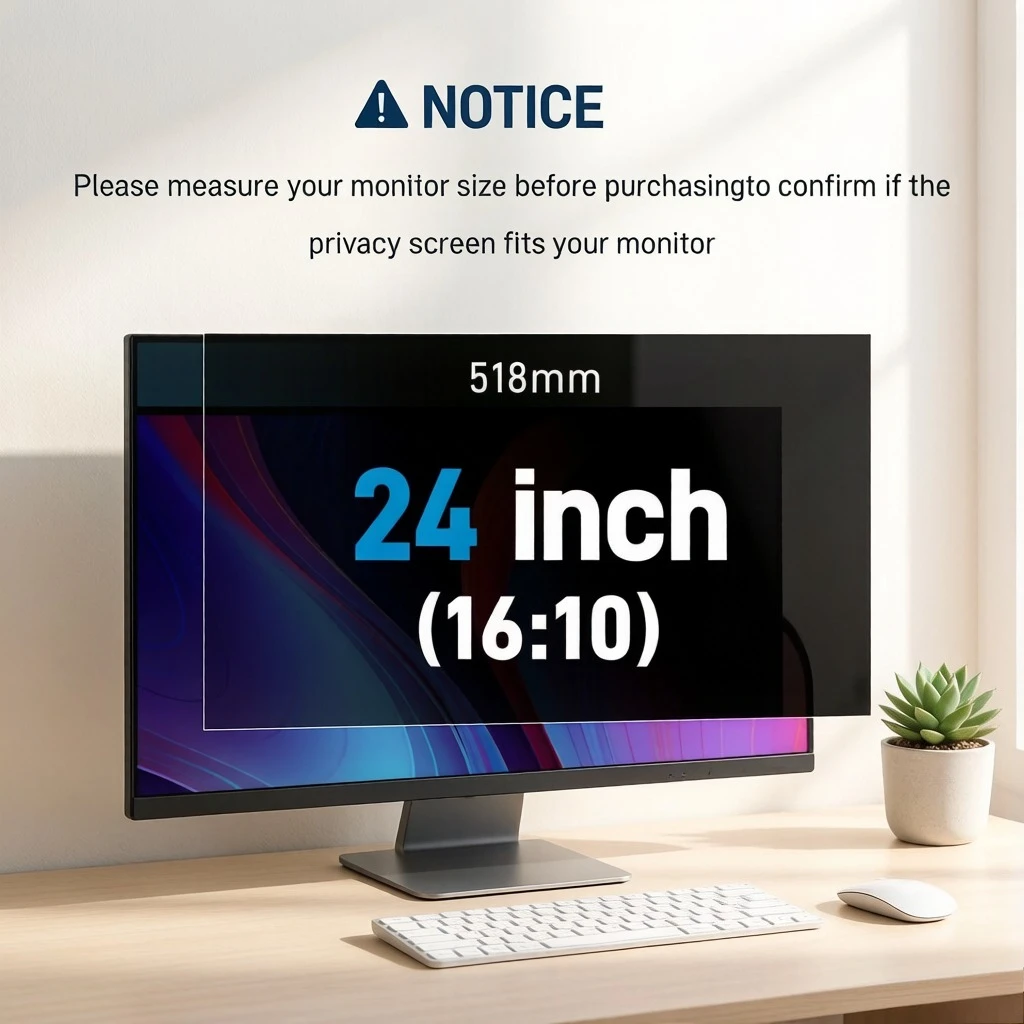 

24inch Desktop Monitor Anti-Spy Scratch Protection Film Removable 24-inch 16:10 Widescreen Computer Privacy Screen Filter