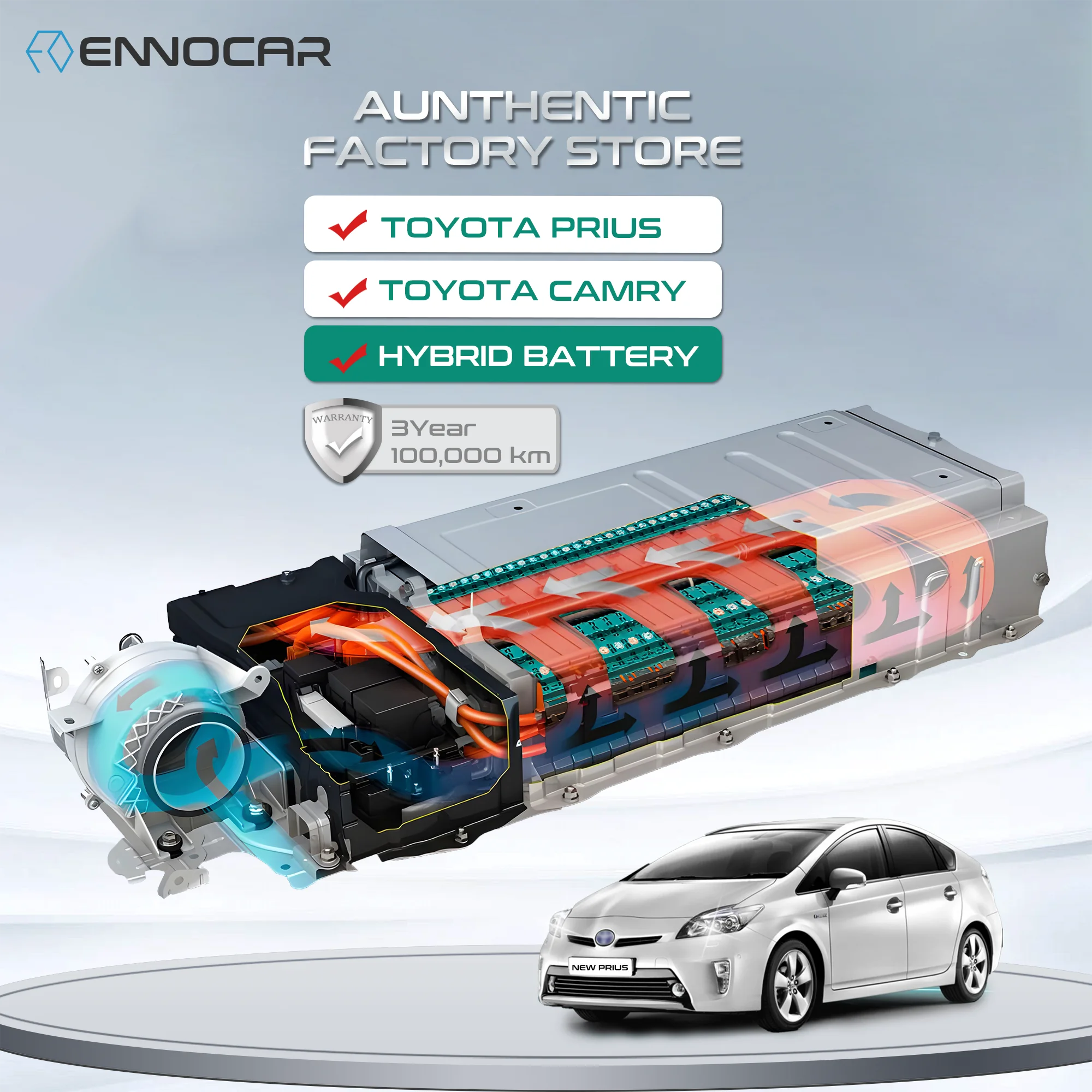 

EnnoCar Ni-MH 288V 6.5Ah Cylindrical Hybrid Car Battery For Porsche Cayenne S Hybrid 2010 2011 2012 2014