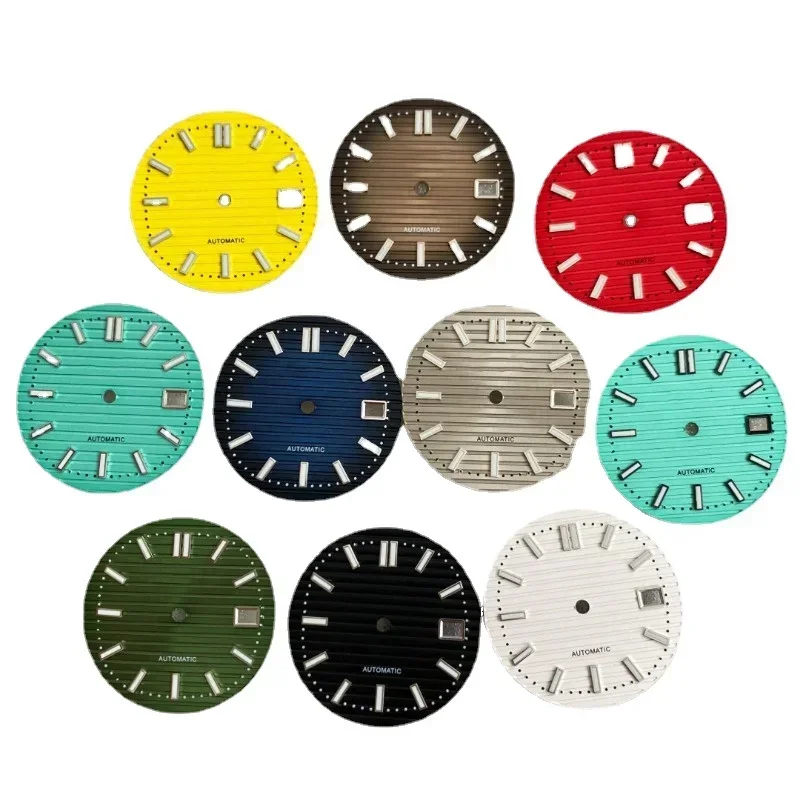 

30.5mm Dial Watch Accessories With NH35 Green Luminous Strip Studs Nautilus for Assembling NH35 NH36 Movements DIY AP Top