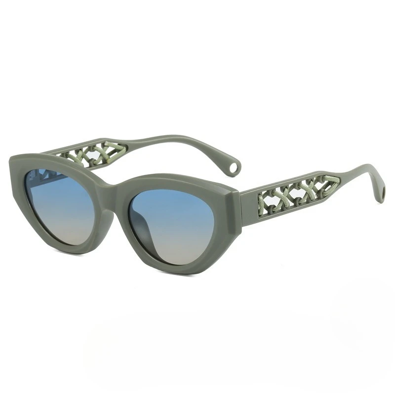 Новинка 2023 года, ретро солнцезащитные очки «кошачий глаз» в маленькой оправе, женские поляризационные солнцезащитные очки с защитой UV400, высококачественные тканые кожаные очки по индивидуальному заказу