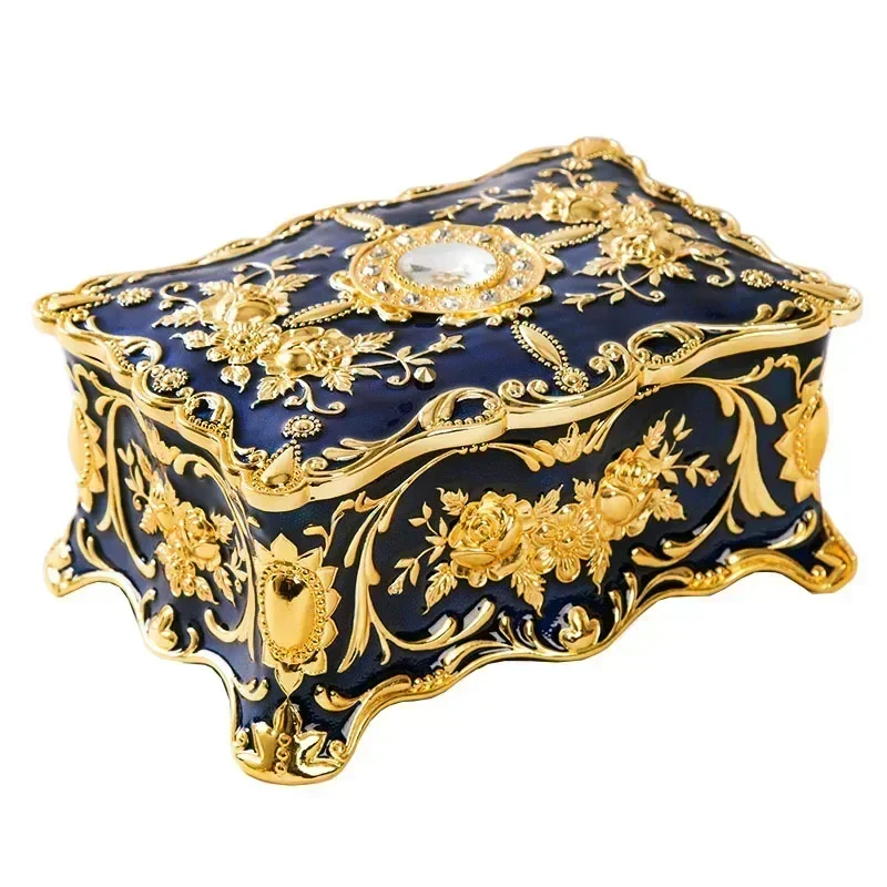 Big Enamel Diamond-studded Jewelry Box European Gift Storage Case Home Decoration Organizer Ring Earrings Necklace Casket Chest