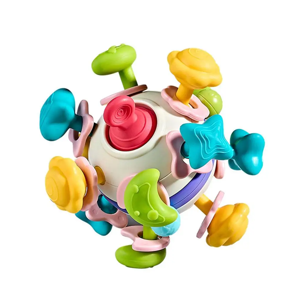 Baby Toys 0 12 Months Rotating Rattle Ball Grasping Activity Baby Development Toy Silicone Teether Baby Sensory Toys For Ba T0a7