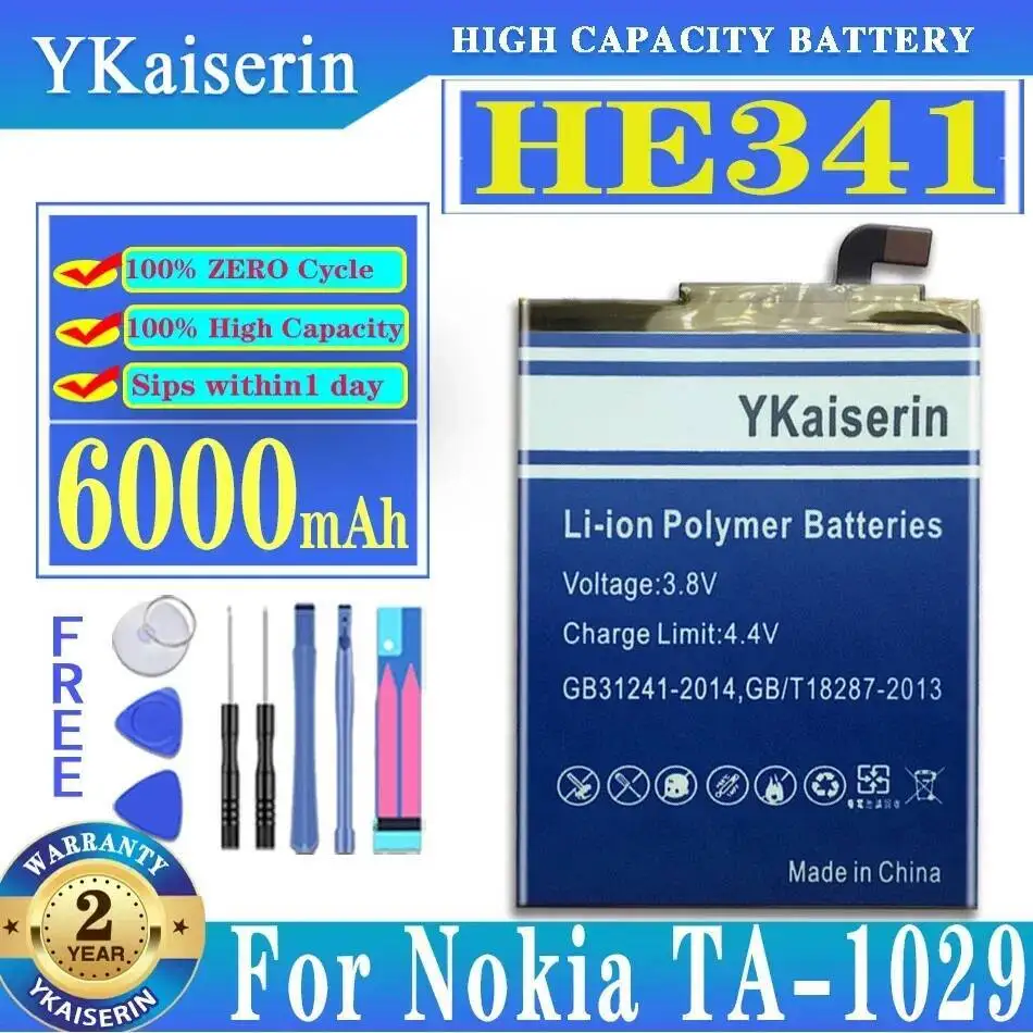 

Быстрая зарядка для Nokia TA-1029 6000 мАч, надежный источник питания, аккумулятор для мобильного телефона HE341