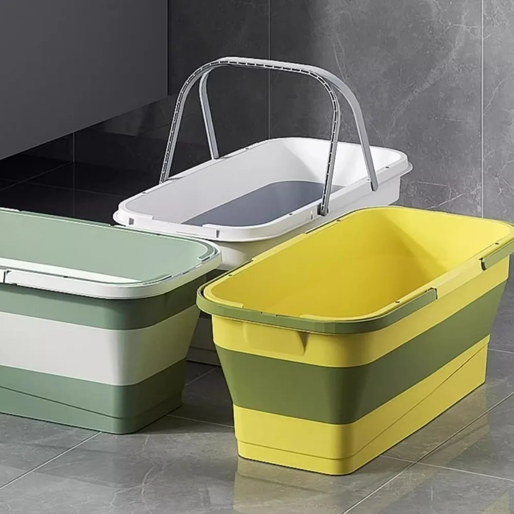 

Household Cleaning Rectangular Foldable Mop Bucket Large Space-Saving Laundry Barrel Collapsible Reusable Washing Basin Home