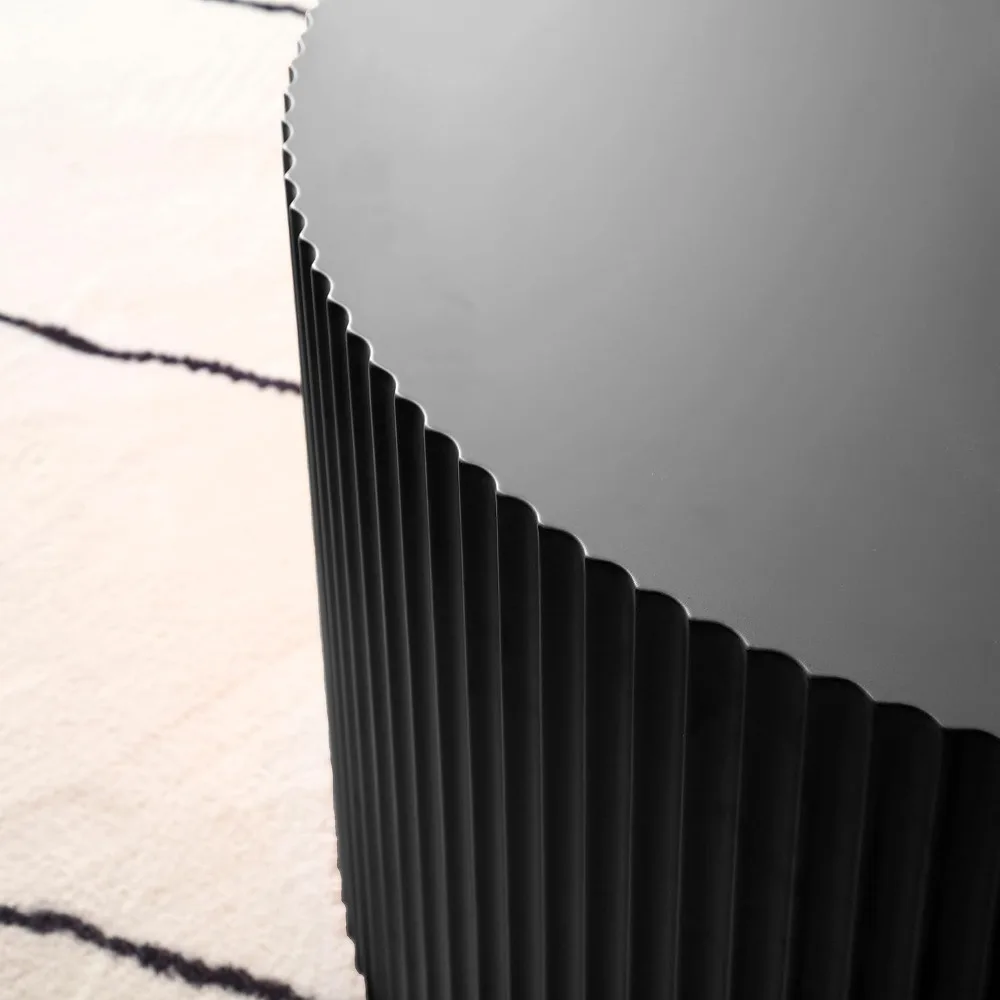 طاولات قهوة عصرية مستديرة، مجموعة خشبية فريدة من نوعها مكونة من قطعتين للمساحات الصغيرة، مثالية لغرف المعيشة - أسود #6