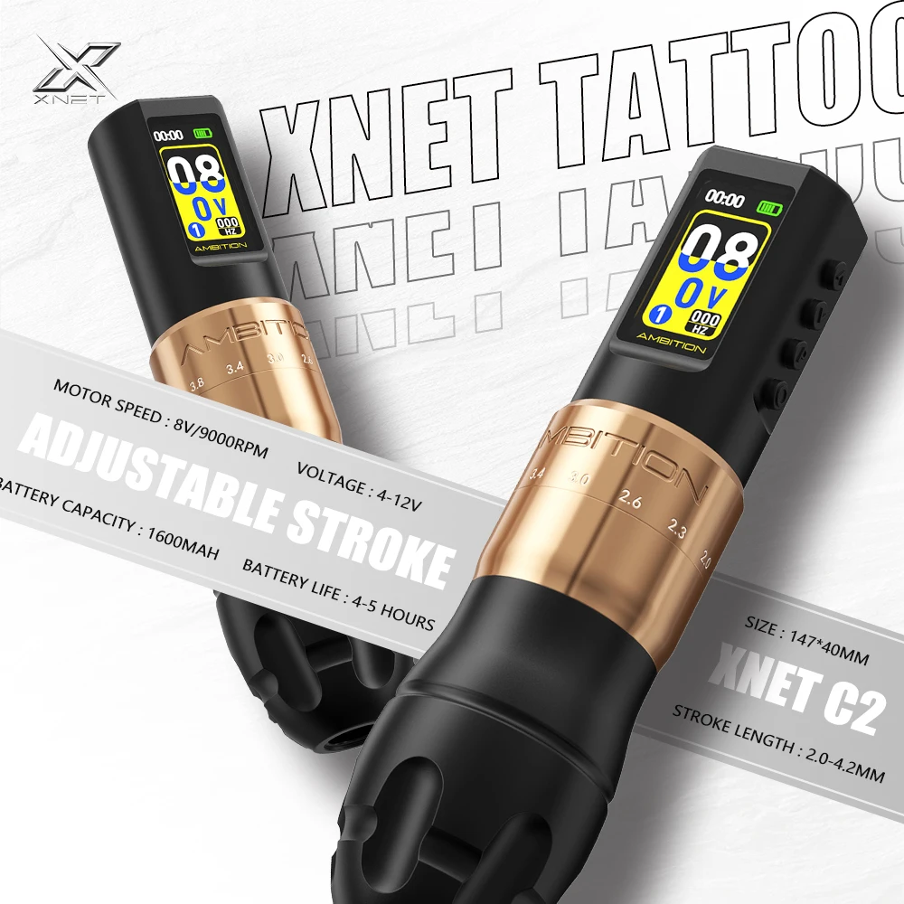 

XNET C3 Профессиональная беспроводная тату-машинка с вращающимся аккумулятором, ручка без сердечника, 7-тактная ручка для татуировки для начинающих, для тату-арта