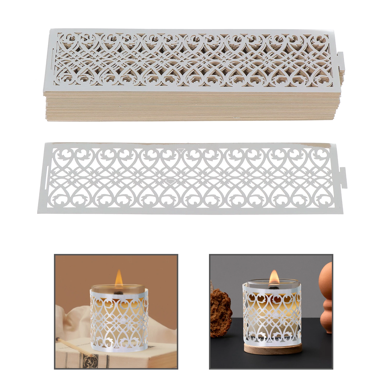 

50pcs Hollow Paper Lampshade Silver Tealight Covers Cylindrical Decorative Light Shades Party Supplies C Holder