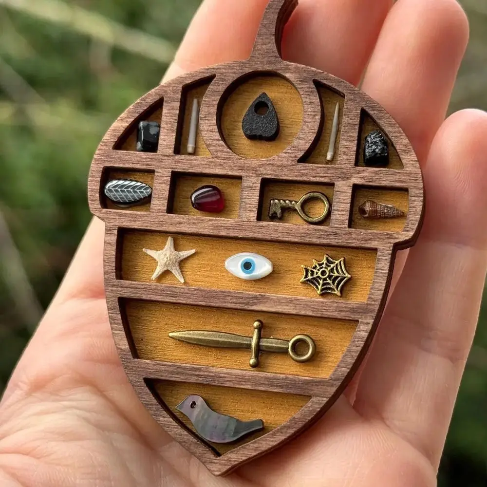 Multicolor Miniature Trinket Shelf Variety Grids Heart Star Nut Dollhouse Shelf Moon Mushroom Compartments Mini Jewelry Holder