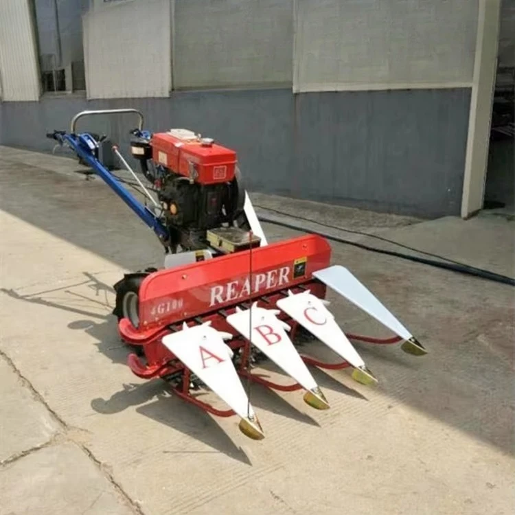 

Made in China, hot selling agricultural walking tractor installation, mini rice, wheat, corn harvester 100cm