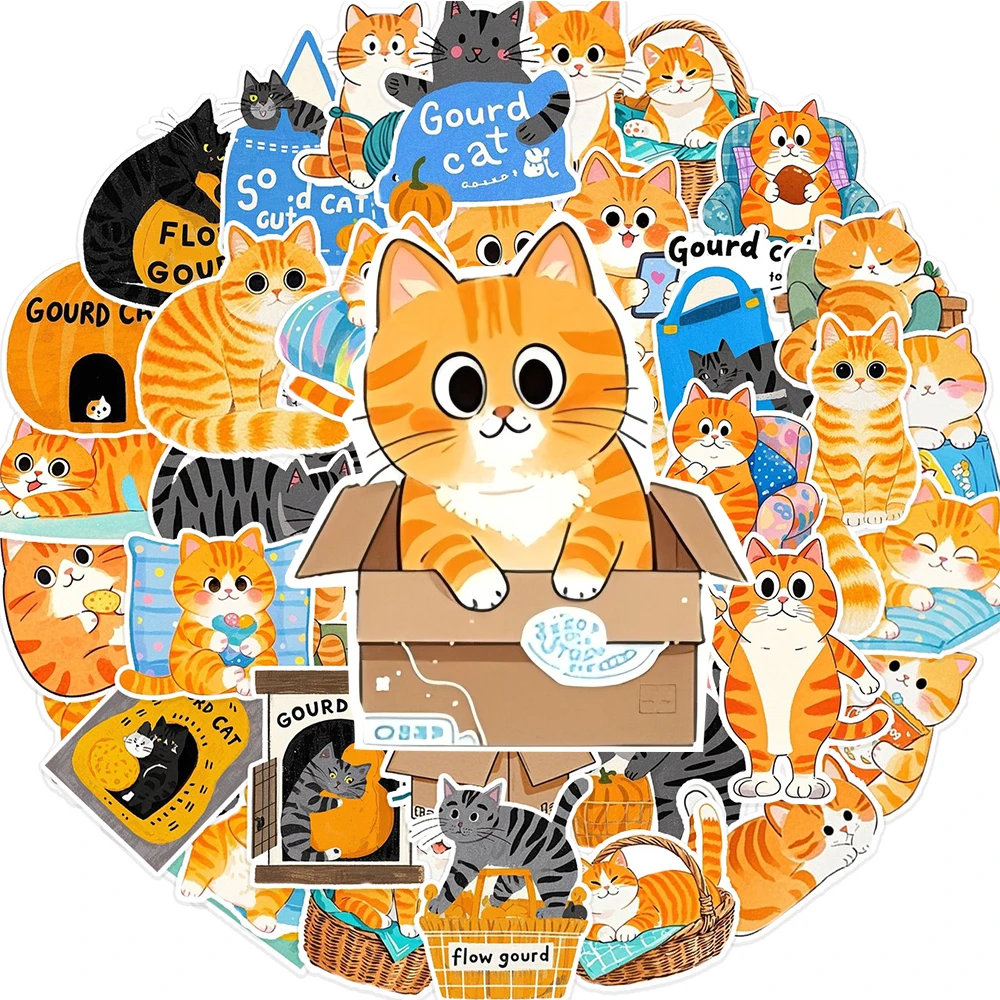 

10/30/50pcs Cute Little Orange Cat Cartoon Stickers Funny Graffiti Decals Toy DIY Motorcycle Laptop Bike Waterproof Sticker Pack