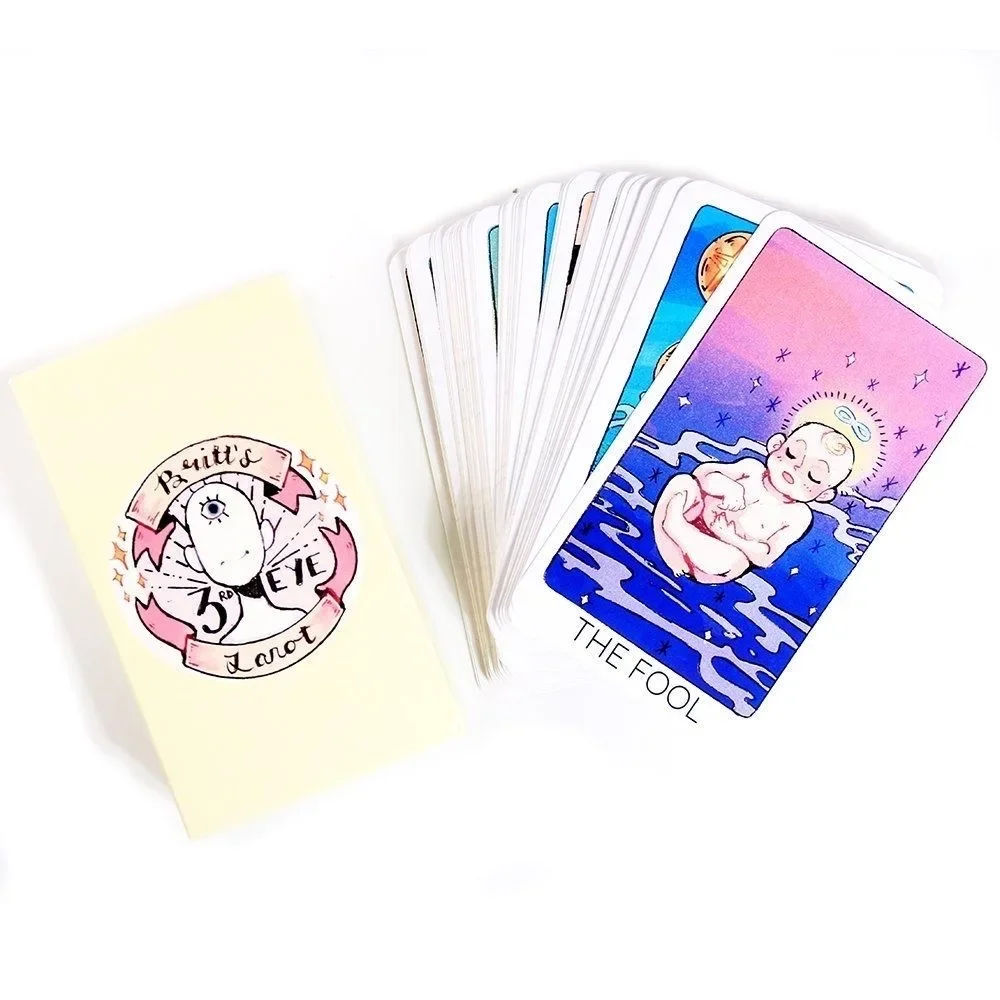 1Pcs Britts Third Eye Tarot Full English Version 78-Card Deck Oracle Friends Party Board Game Divination Playing Games