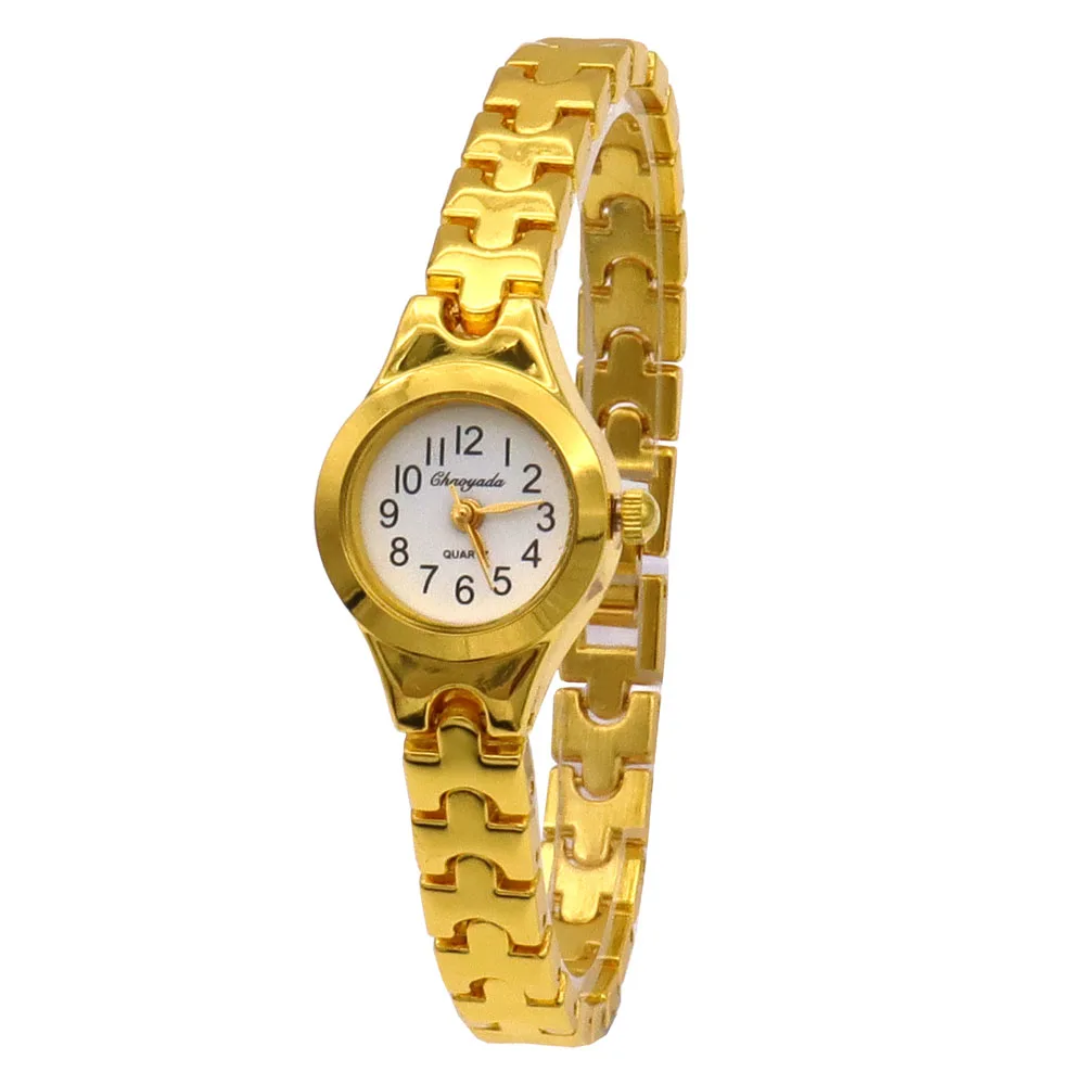 Reloj de pulsera para Mujer, Relojes dorados, reloj de ocio de cuarzo con esfera pequeña, reloj de pulsera Popular, Relojes elegantes para Mujer