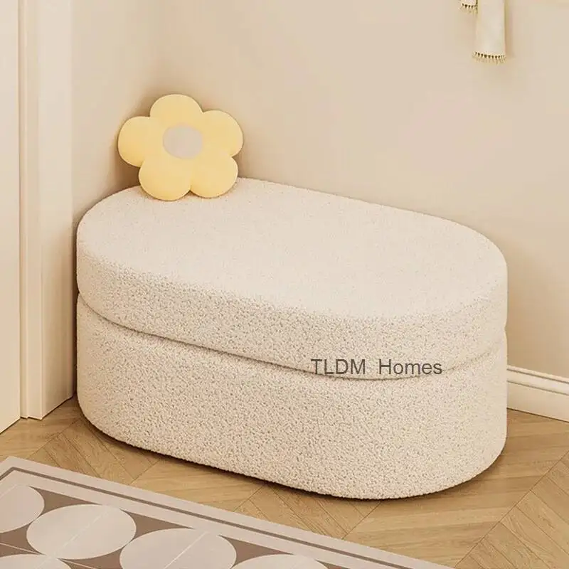 Schuhwechselhocker für den Eingangsbereich, Wohnzimmer-Sofa-Fußstütze, lange Aufbewahrungsbank, weicher Hocker für den Schminktisch, Bettbank, Wohnmöbel