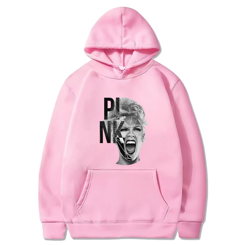 Hoodie unisex de manga comprida, moletom casual de grandes dimensões, pulôveres vintage, excursão de inverno, rosa, primavera, verão, carnaval, 2022, P!nk