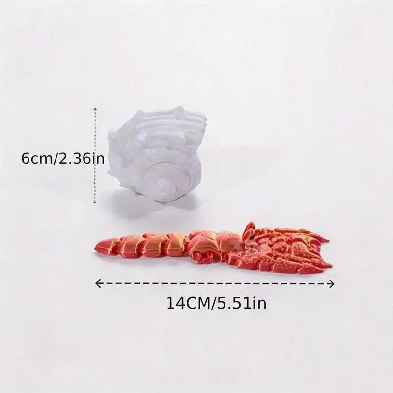 Creative Ornament Fun Home Room Decoration Articulated Hermit Crab 3D Printed Model Movable Joints Cool Desktop