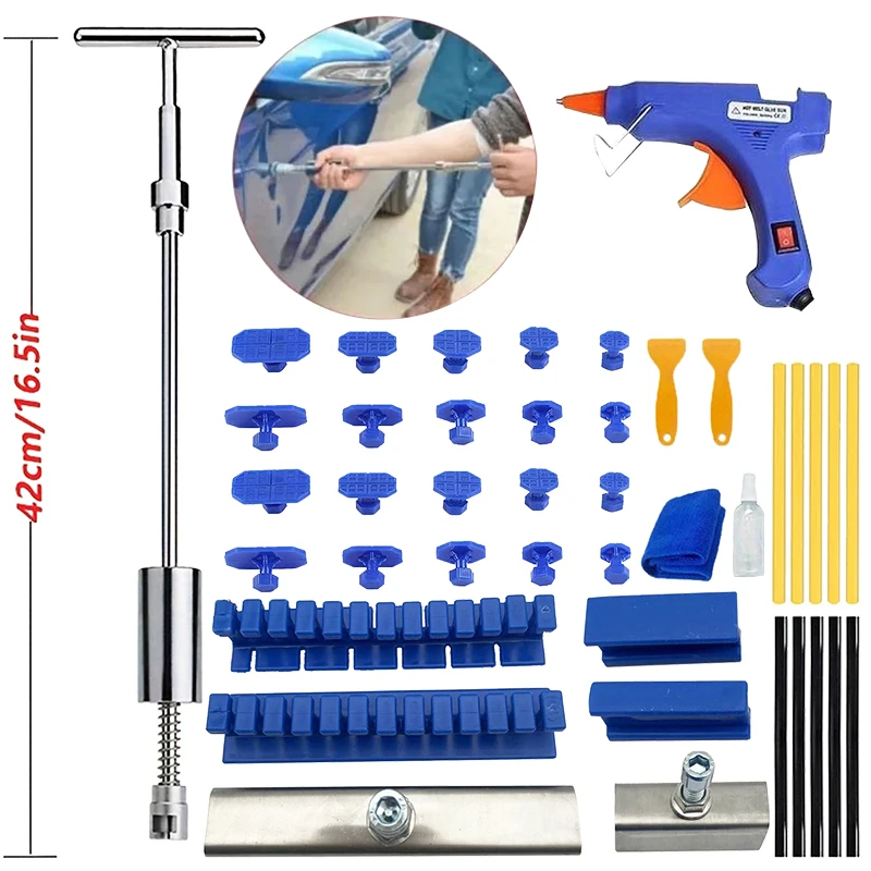 

Universal Car Paintless Dent Repair Kit with Slide Hammer Reverse Glue Puller Tools for Auto Body Sheet Metal Restoration