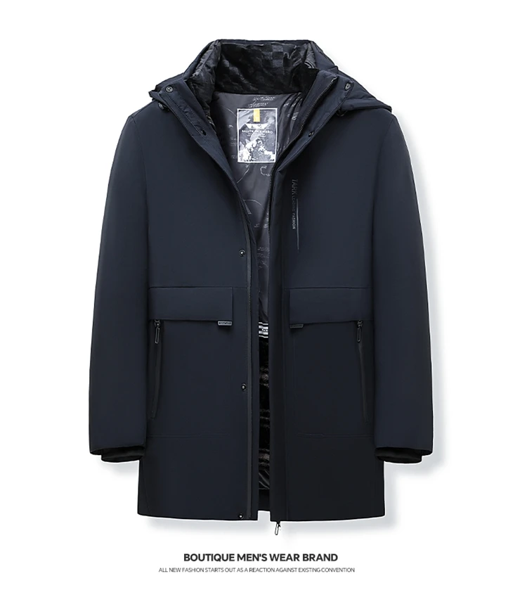 2PC Waterproof Windproof NEW -40 Degrees Top Quality White Duck Down Jacket Business Men Thick Winter Big Hood Collar Warm Parka
