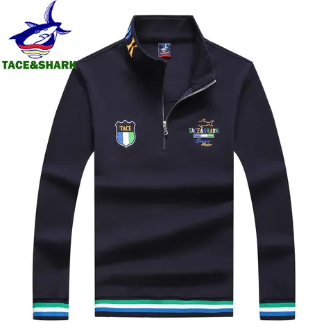 TACE&SHARK Brand High Quality Sweater Men Autumn Flag Embroidery Pullover Military Sweaters 2023 Fashion Sweatshirt