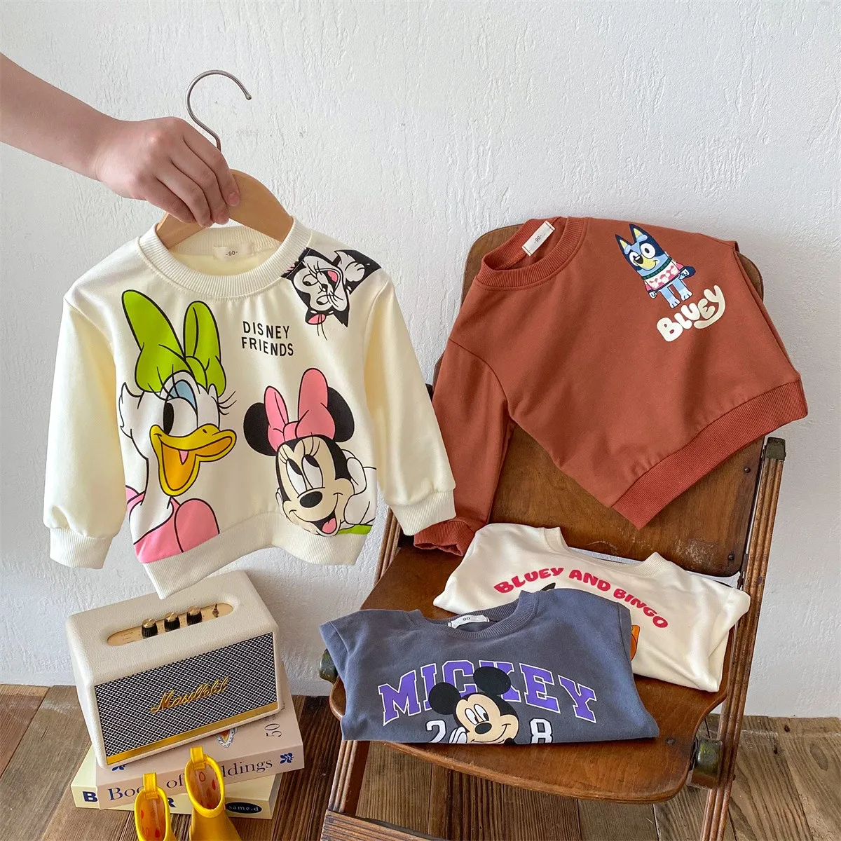 Disney Cartoon Mickey Mouse Children's Top, Boys And Girls Fashion Hoodie, Spring Casual Loose Fitting Children's Clothing