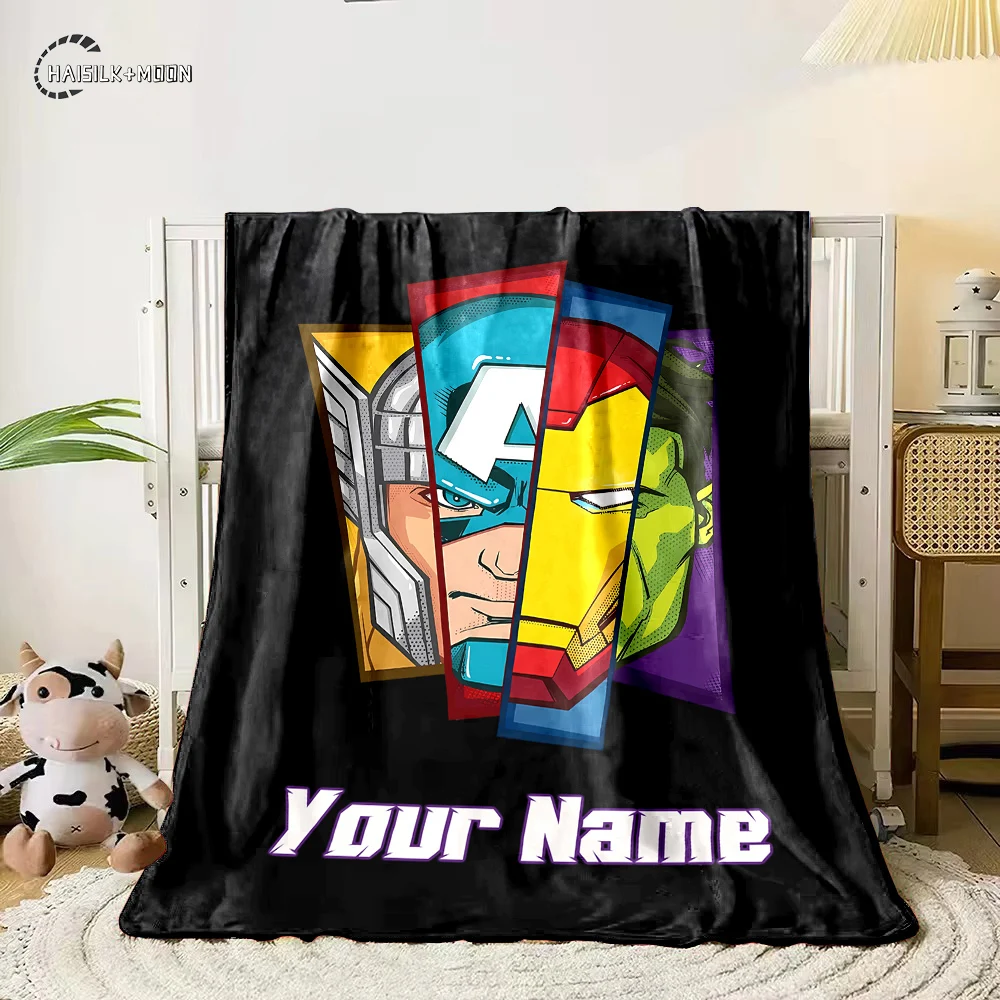 

Customized Name Personalized Blanket Marvel Avengers Printed Blanket Soft and Comfortable Home Travel Adult and Warm Blanket