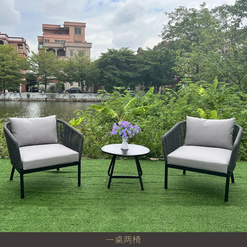 Outdoor furniture rope chair designer Nordic simple table and chair garden courtyard leisure