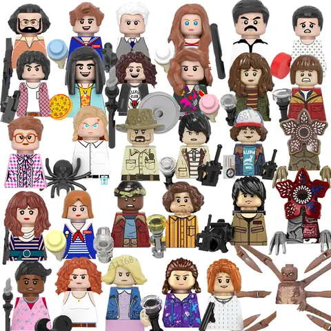 Terrible Movie Upside Down Dustin Mike Lucas Will Eleven Model Building Blocks Enlighten Action Figure Bricks Toys For Children