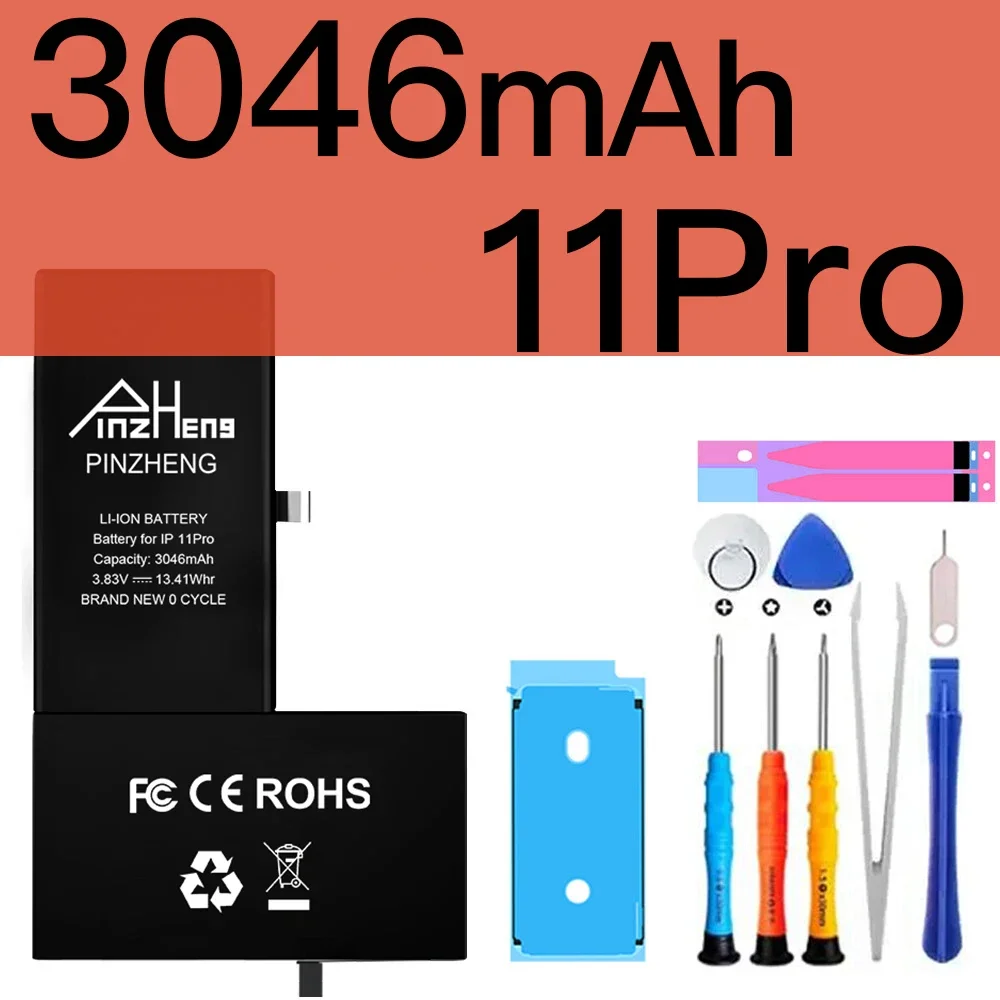 PINZHENG Echte batterij met hoge capaciteit voor iPhone X XR XS Max 12 13 Mini Pro Max 11 Pro Max Vervanging Bateria Garantie Eén jaar