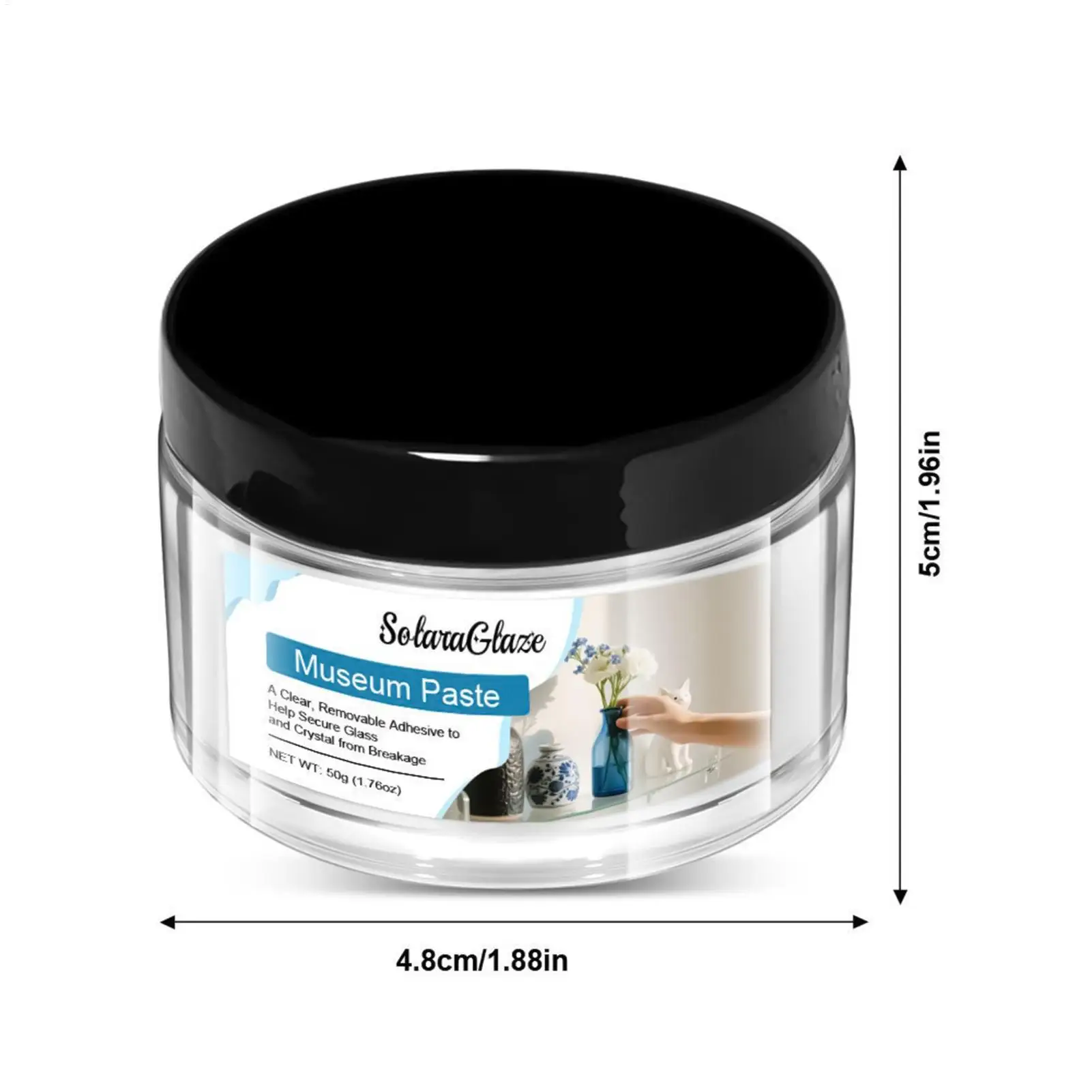 Museum Putty 50g Pasta Lepas Pakai Putty Pemasangan Transparan yang Dapat Digunakan Kembali untuk Mencegah Getaran pada Pameran Koleksi Keramik Balon