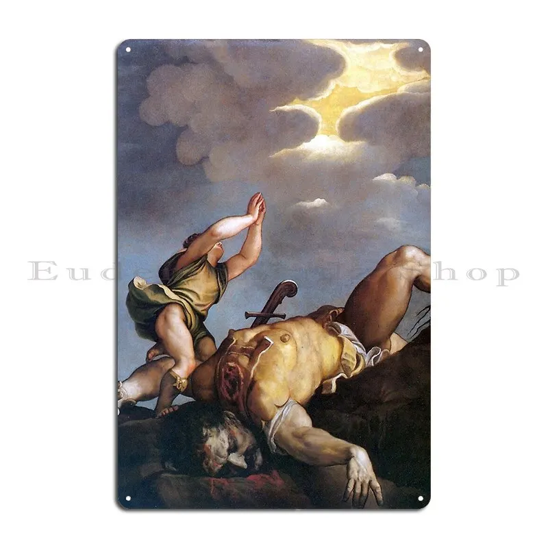 David And Goliath Titian C1542 Metal Sign Printing Cinema Painting Designing Wall Mural Tin Sign Poster