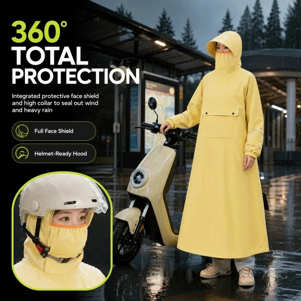 Heavy Rain Waterproof Rain Poncho All-in-One Design Vehicle Design Raincoat High-Quality Waterproof Material Breathable