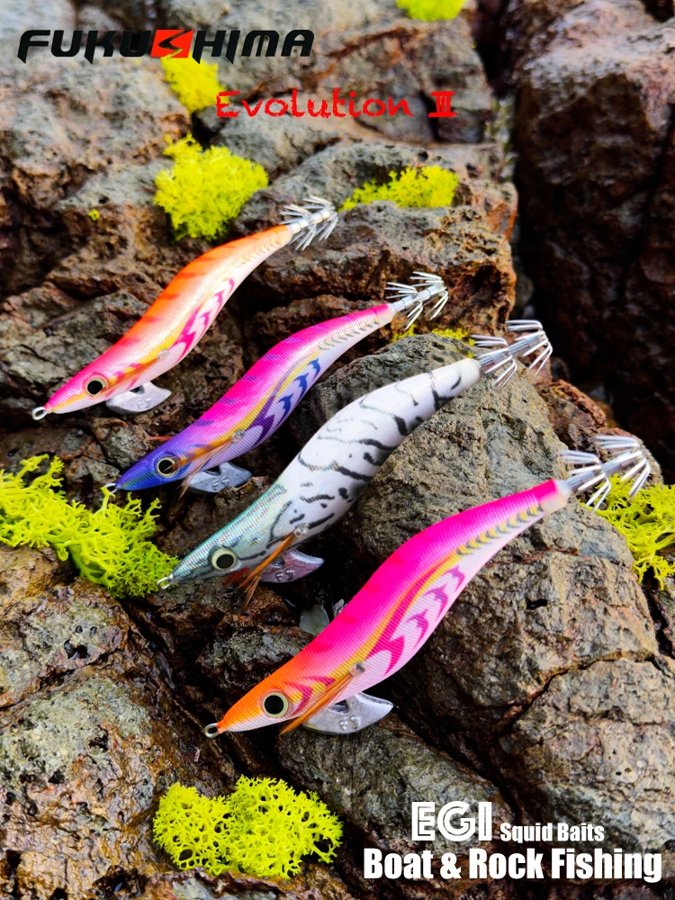 FUKUSHIMAZEECK3.5 SQUID JIG EVOLUTION EGI LURE WĘDKARSTWO DREWNO PRZYNĘTA NA KREWETKI FLASH BODY OCZY I OGON ŚWIATŁO OSTRZE HAKI 21GRAM EBI-SOUND