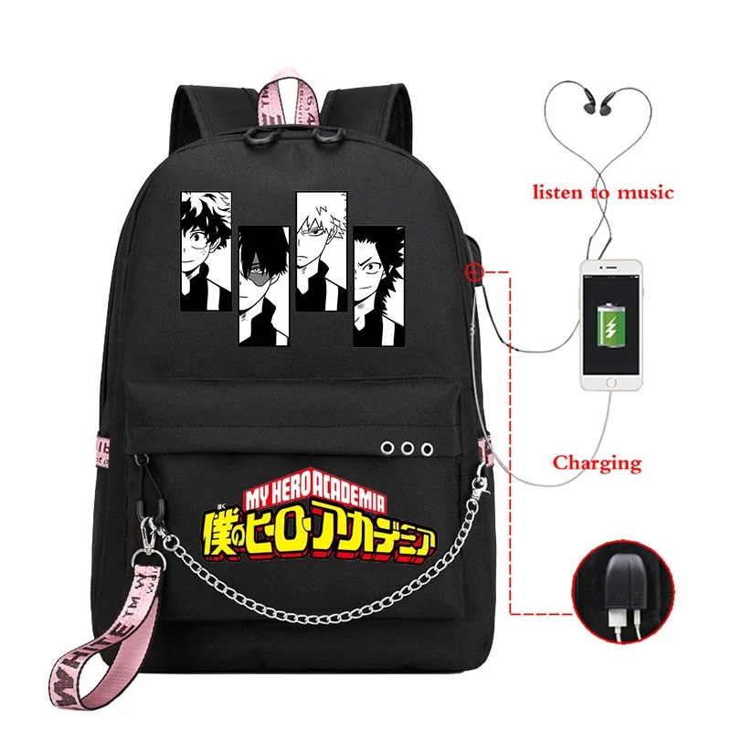 

Anime Shoto Todoroki Boku No Hero Academia Book Bag Usb Charging Designer Backpack My Hero Academia Girls School Bag Mochila