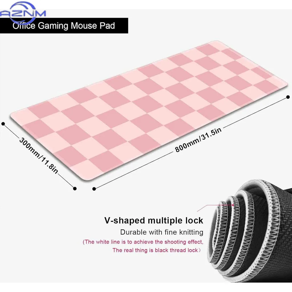 Sxckang Pastel Pink Desk mat, Checkered Pattern Extra Large Mouse Pad, Desk Protector Pad, Desk Writing Mat for Work Home Decor,