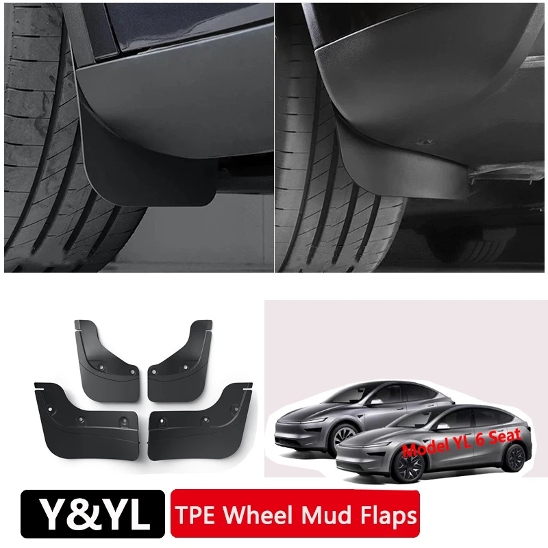 Front Rear Wheel Mud Flaps For Tesla Model Y Juniper & YL-(6seat) 2025-2027 Tesla Exterior Upgrade Fender Protector Accessories