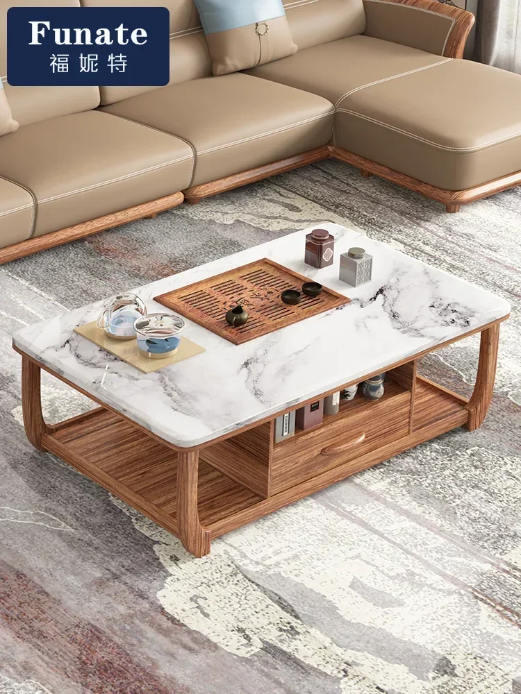 

Ugyen Wood Marble Tea Table Coffee Table Complete Household Integrated Tea Table