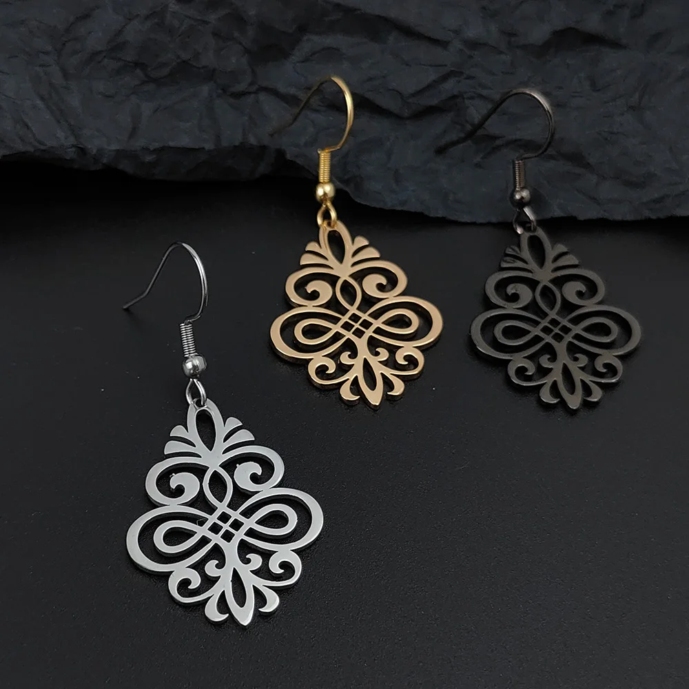 

Earrings Stainless Steel Flower Seed of Life Stud Earrings for Women Geometry Hollow Wedding Jewelry