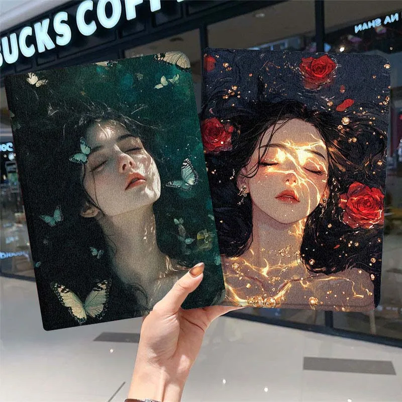 

Flower Beautiful Art Girl For iPad Pro Air Mini 2 3 4 5 6 7 7th 8th 9th 10th 11th 10.2 9.7 10.5 10.9 11 12.9 13 Tablet Case