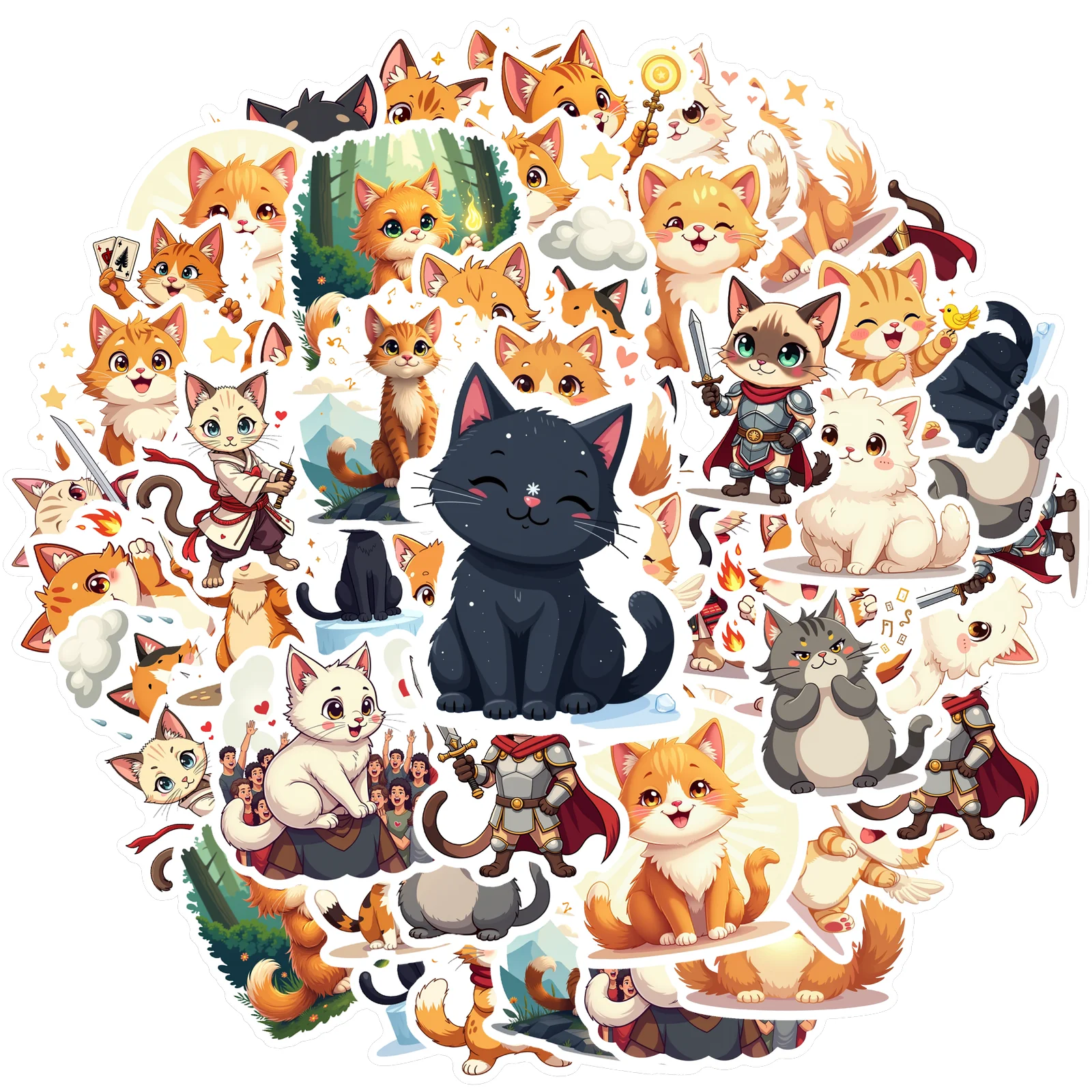 35pcs-70pcs Decals  waterproof Adventure Stickers Cat Stickers Cartoon Stickers for stationery notebooks computers