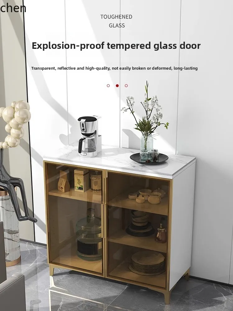 LXC Rock Board Sideboard Cabinet Modern Minimalist Tea Cabinet Living Room Storage Glass Door Storage Kitchen Cabinet