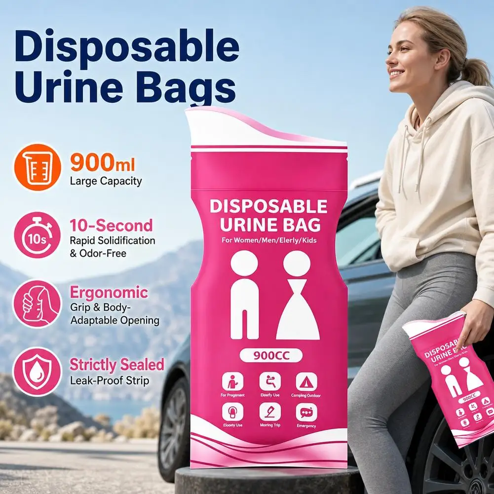 10Pcs 900cc Outdoor Disposable Urine Bag Unisex Emergency Travel Mini Mobile Toilet Vomit Bag Portable Bag