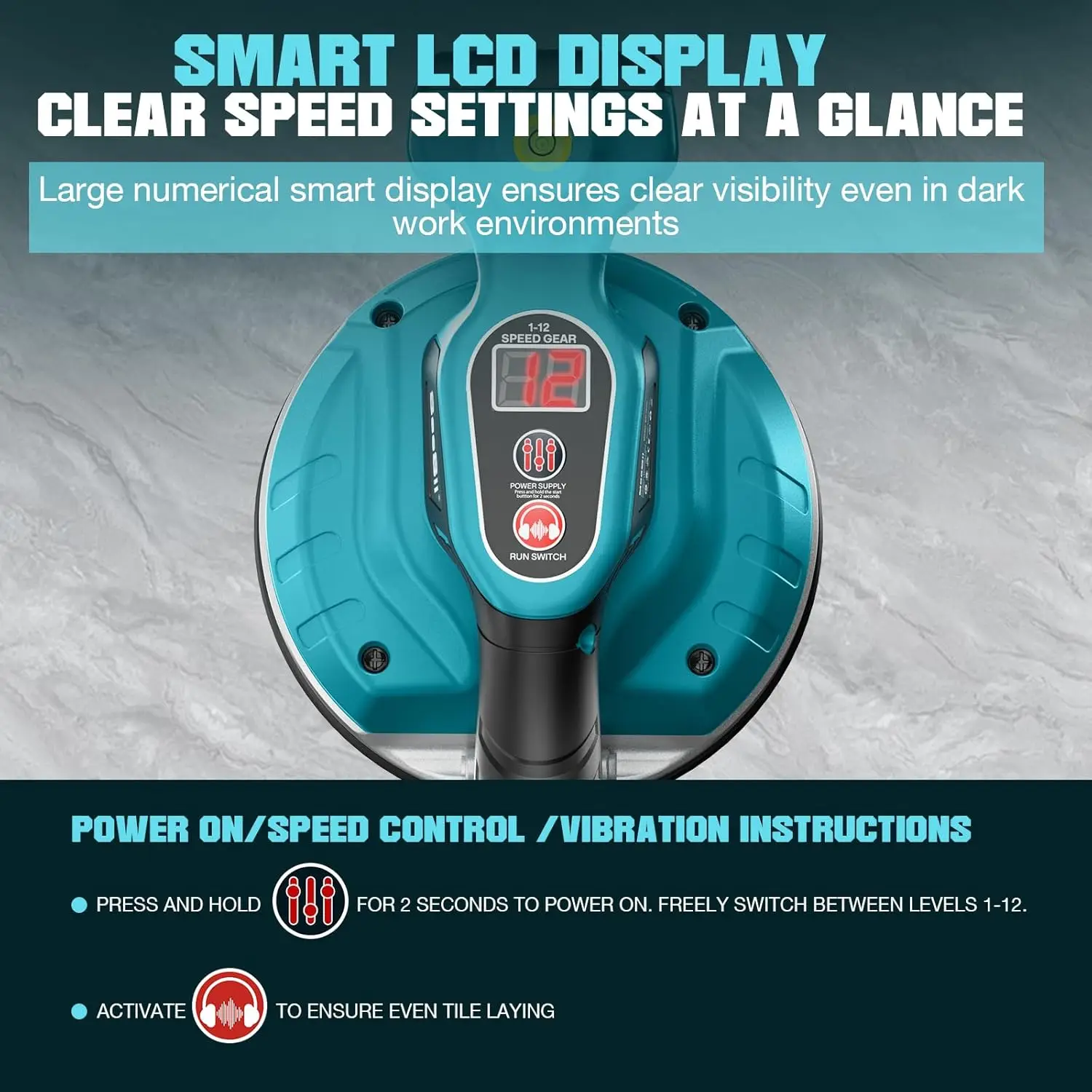 Seesii 12 سرعة آلة وضع البلاط آلة تسوية الاهتزاز 160 مللي متر شفط كبير جهاز تسوية بلاط السيراميك اللاسلكي