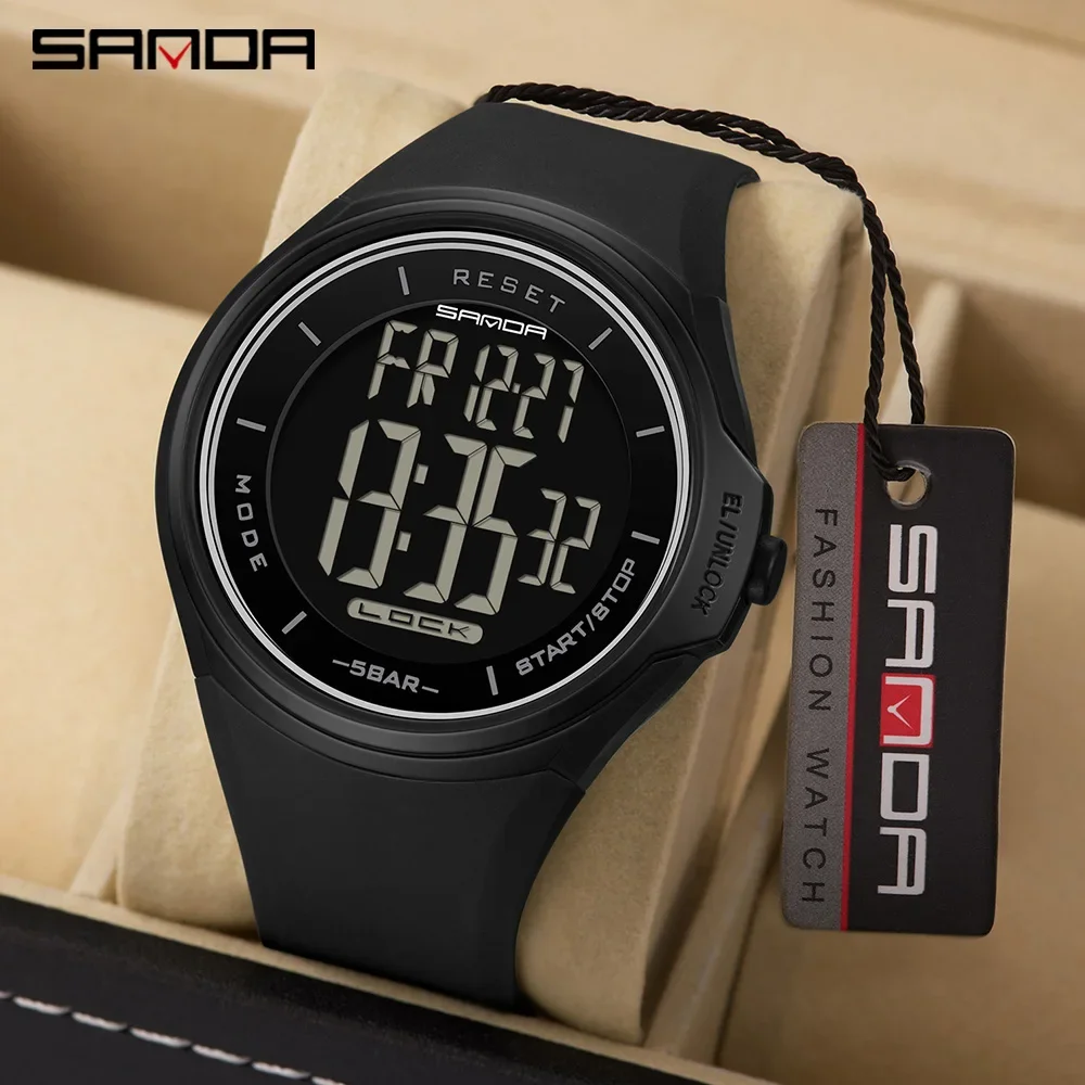 

Sanda New 2131 Intelligent Microcontroller Men's and Women's Fashion Creative Blue Light Outdoor Waterproof Electronic Watch