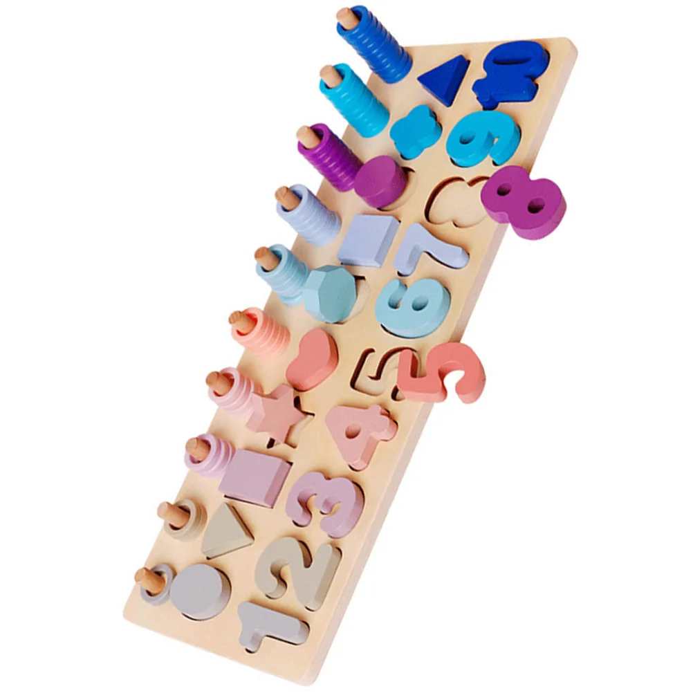

1 set Digital Shape Wooden Puzzle Toys Kids Learning Geometric Shape Matching Toys Numbers Colors Matching Game Blocks