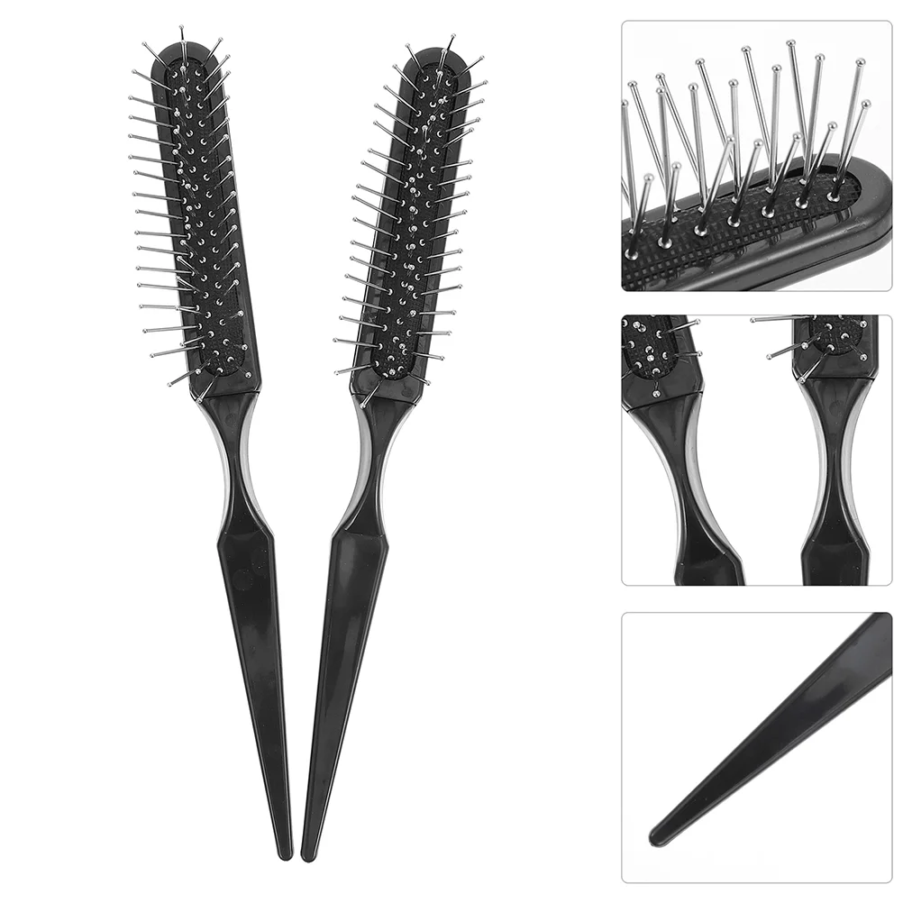 3 Pcs Hair Comb Scalp Salon Teasing Brush Burgundy Shampoo Detangling for Women Dye with Rat Tail Pick